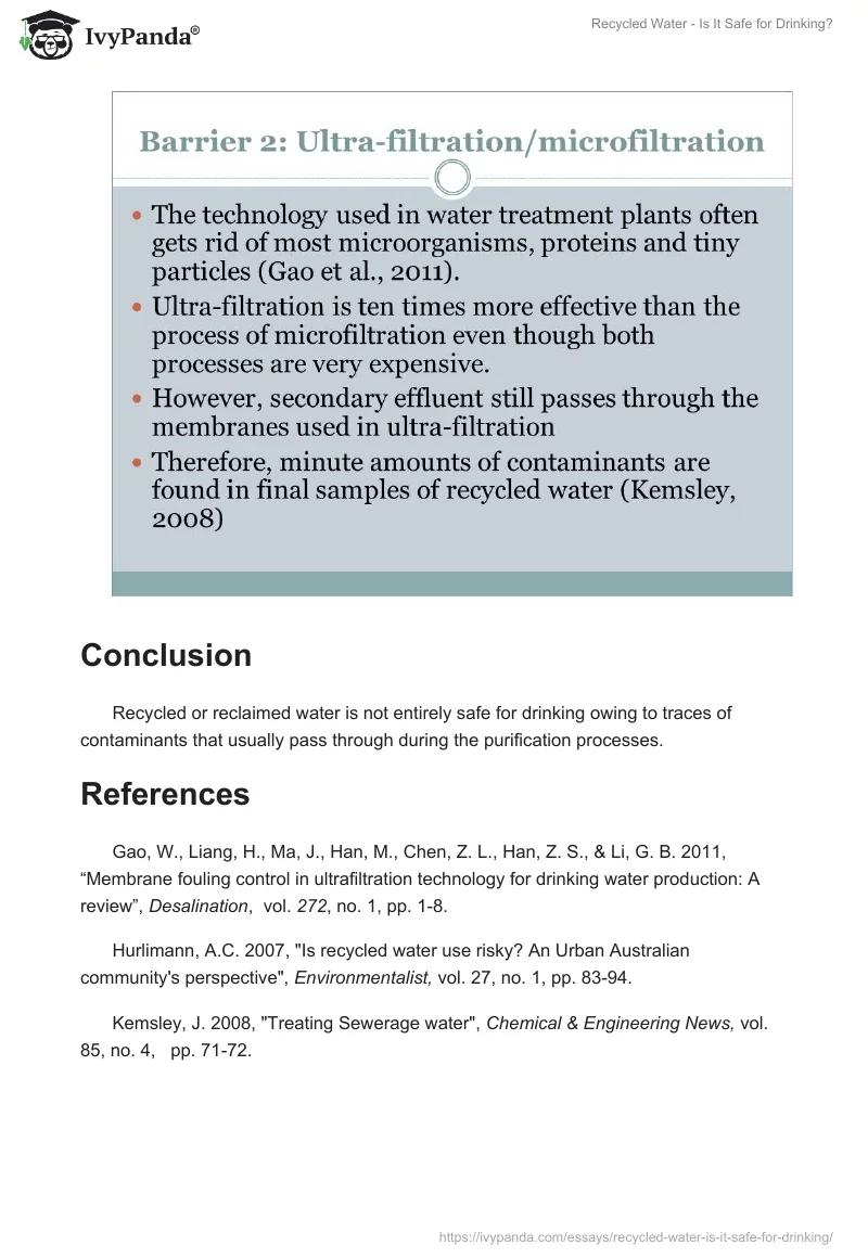 Recycled Water - Is It Safe for Drinking?. Page 5