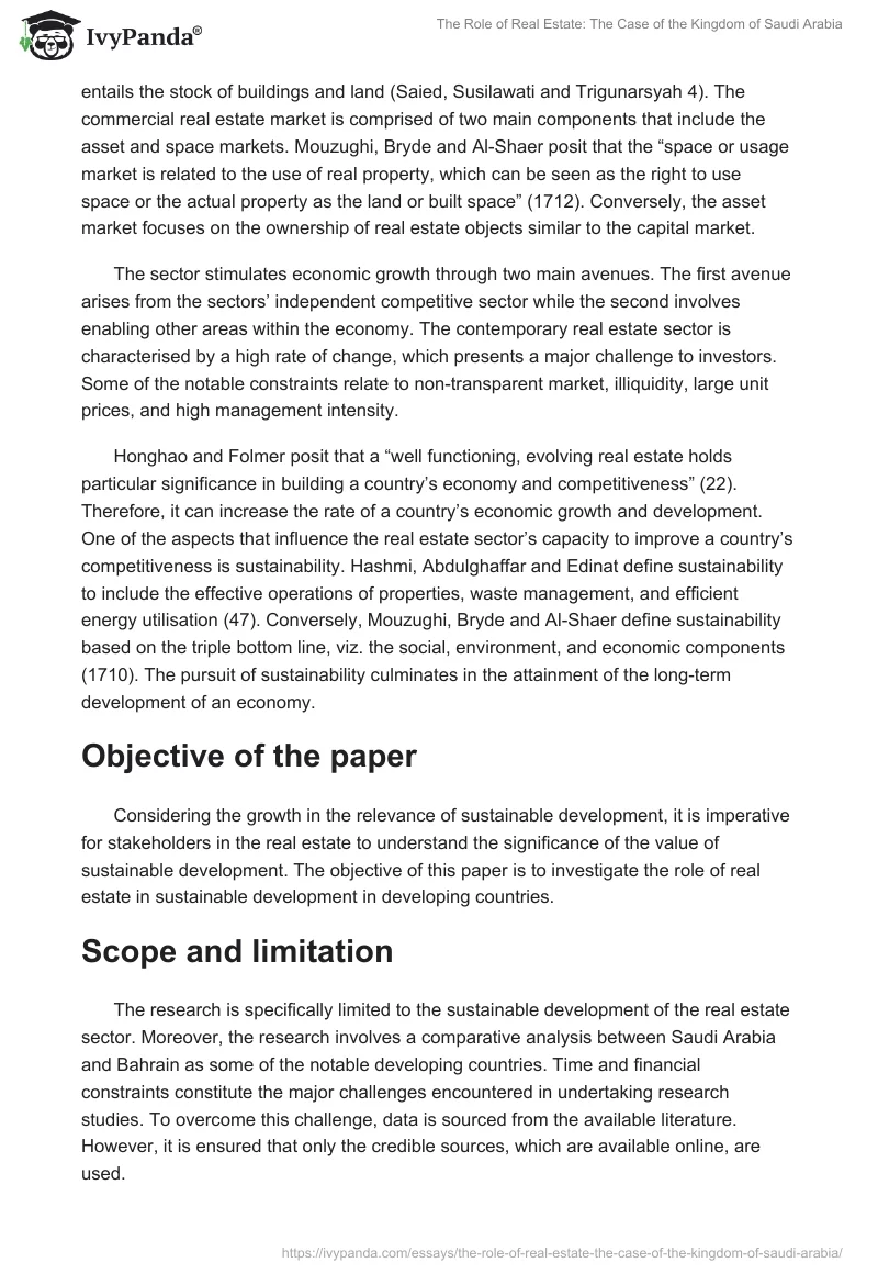 The Role of Real Estate: The Case of the Kingdom of Saudi Arabia. Page 2