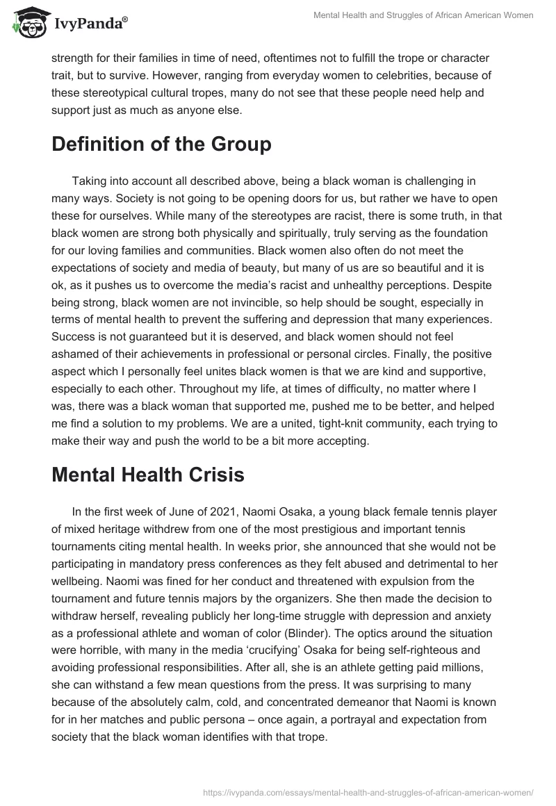 Mental Health and Struggles of African American Women. Page 3
