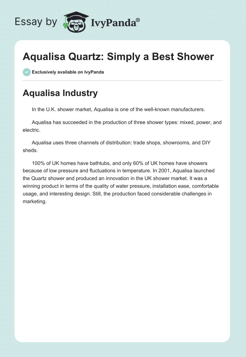 Aqualisa Quartz: Simply a Best Shower. Page 1