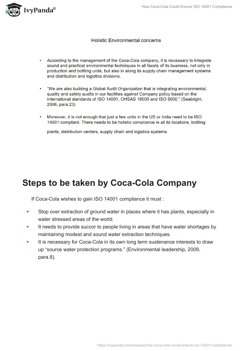 How Coca-Cola Could Ensure ISO 14001 Compliance. Page 5