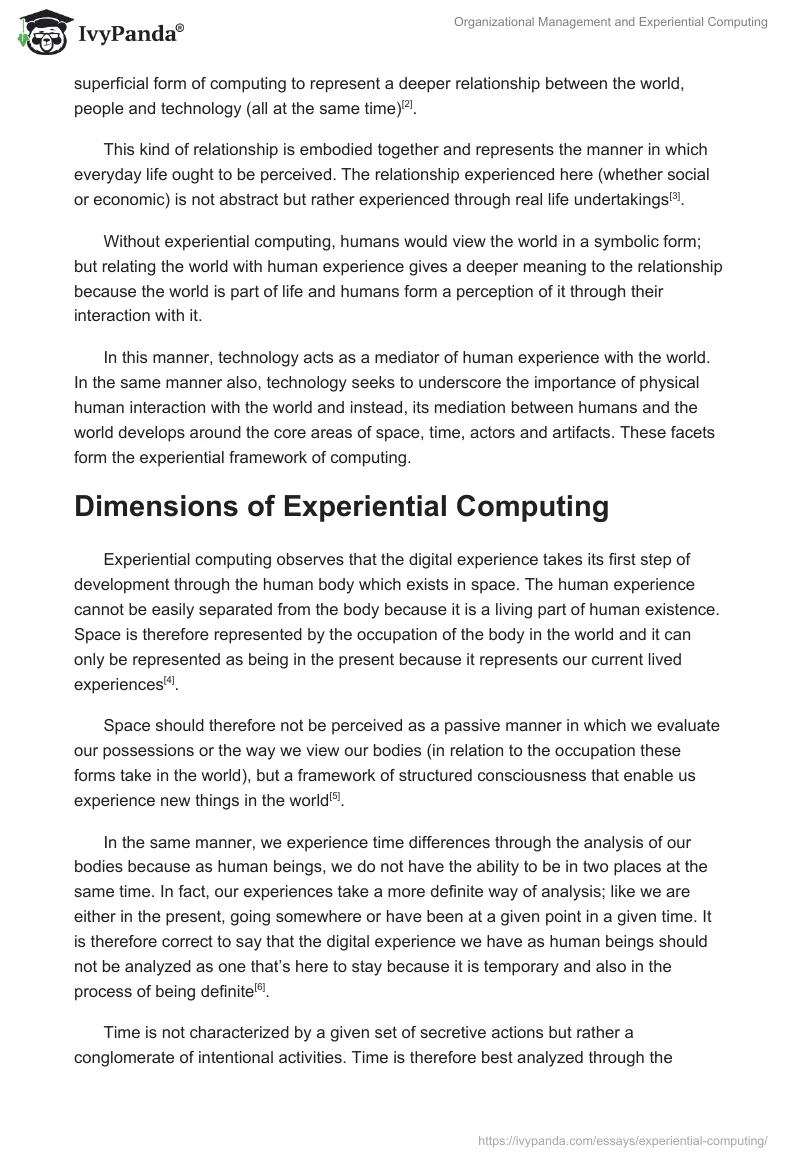 Organizational Management and Experiential Computing. Page 2
