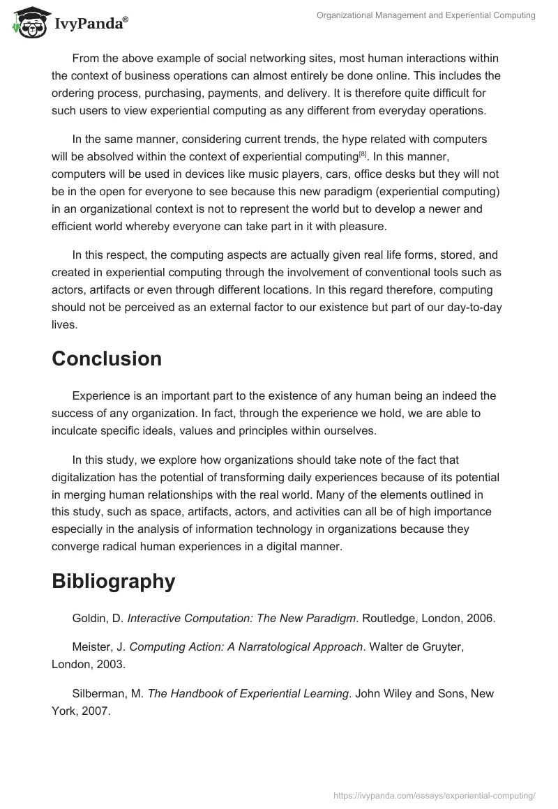 Organizational Management and Experiential Computing. Page 4