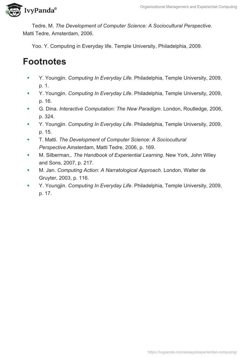 Organizational Management and Experiential Computing. Page 5