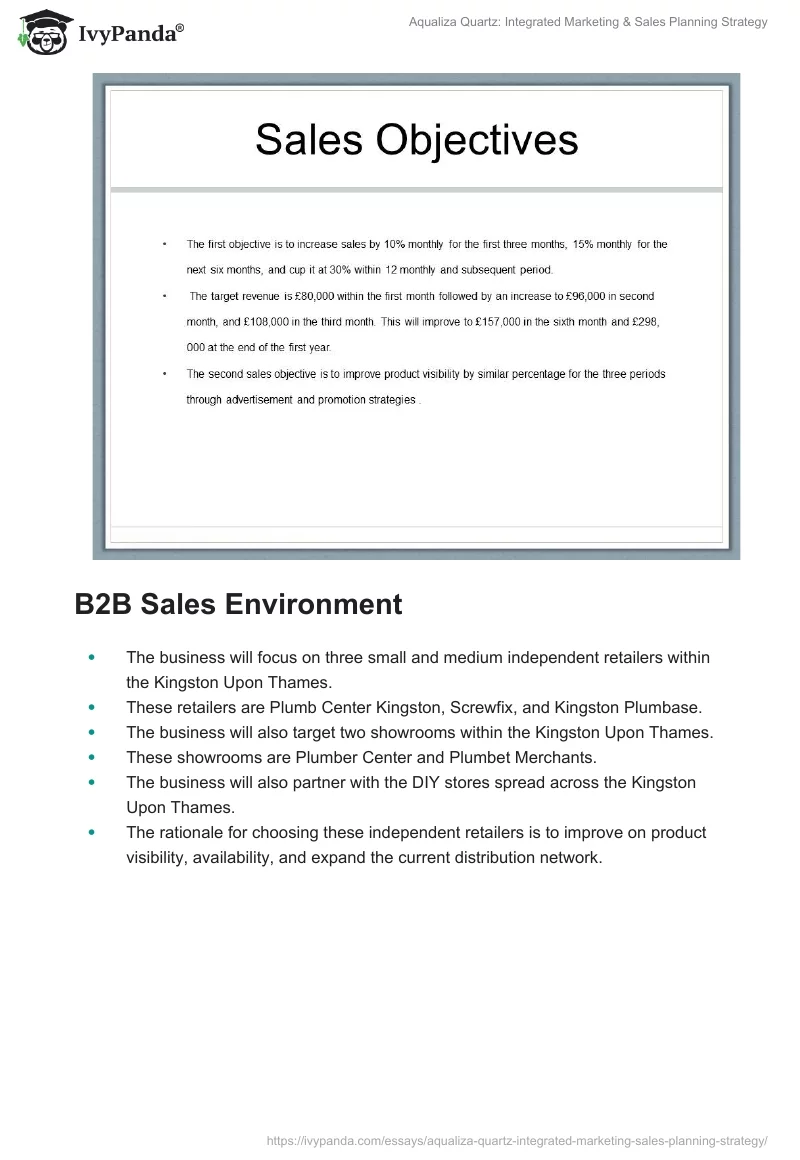 Aqualiza Quartz: Integrated Marketing & Sales Planning Strategy. Page 3
