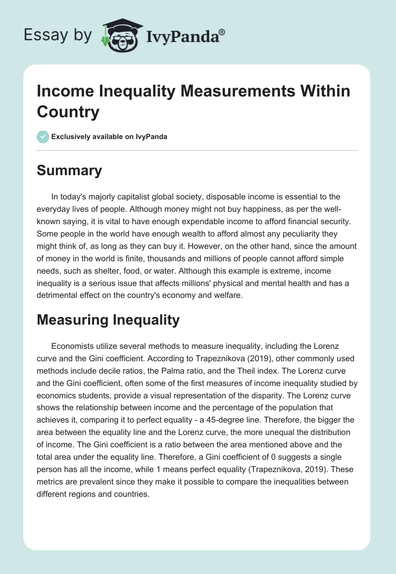 Income Inequality Measurements Within Country. Page 1