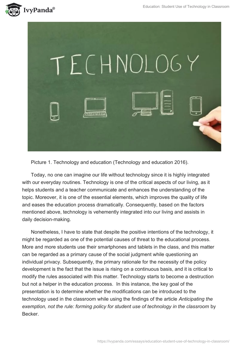 Education: Student Use of Technology in Classroom. Page 2