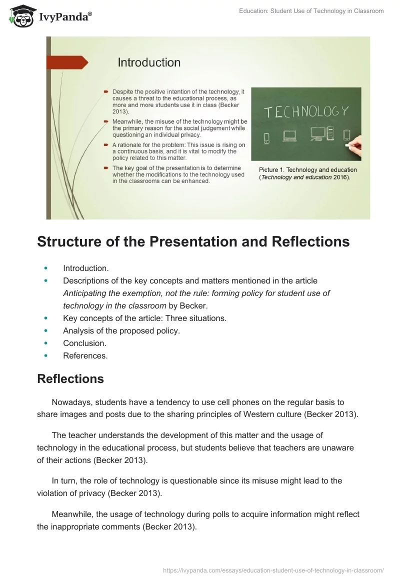 Education: Student Use of Technology in Classroom. Page 3