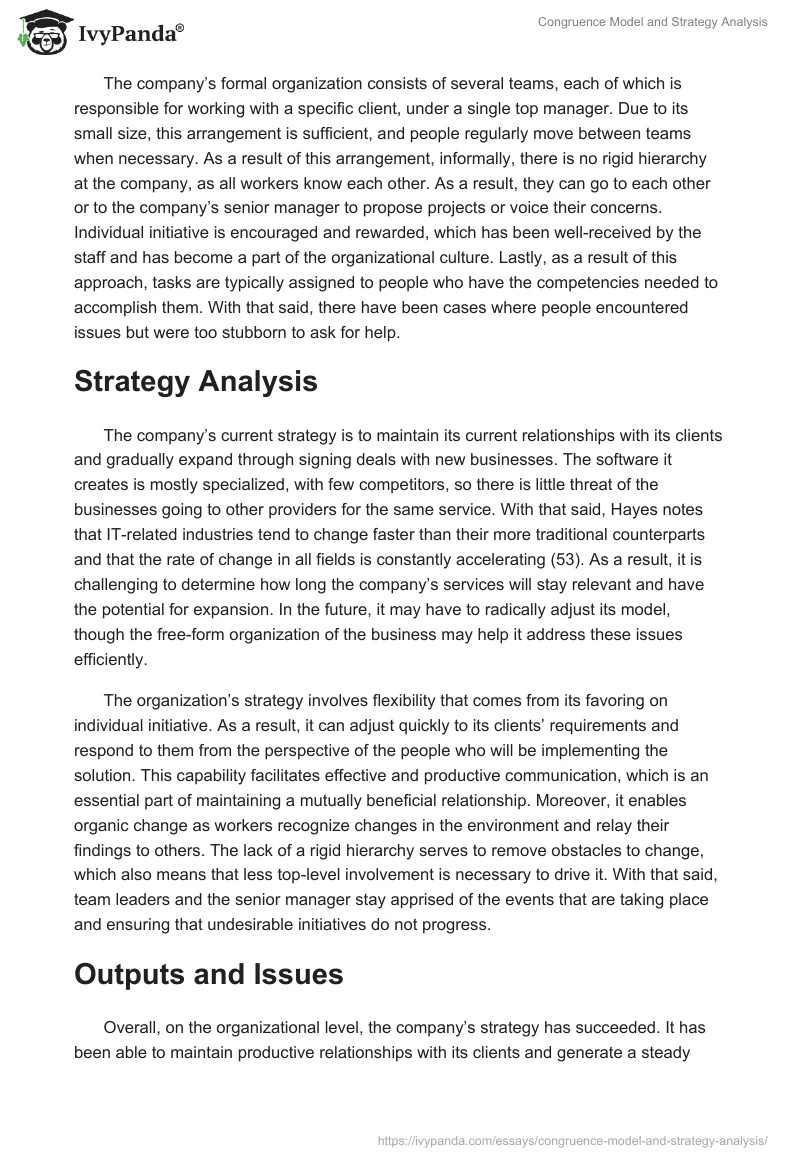 Congruence Model and Strategy Analysis. Page 2