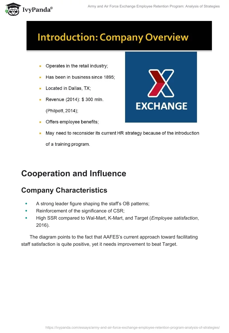 Army and Air Force Exchange Employee Retention Program: Analysis of Strategies. Page 2