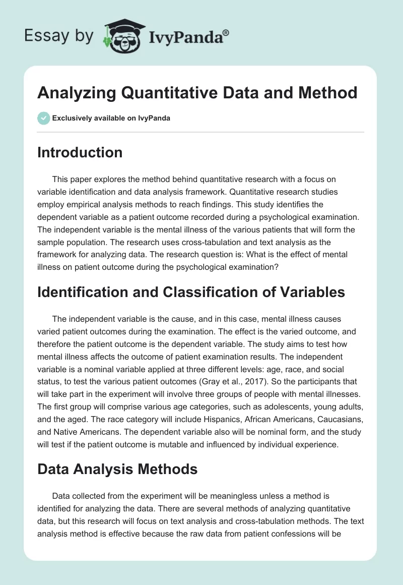 Analyzing Quantitative Data and Method. Page 1