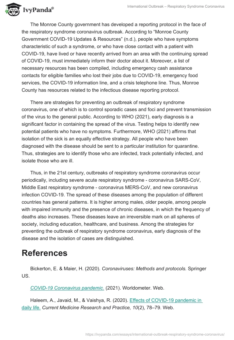 International Outbreak – Respiratory Syndrome Coronavirus. Page 3