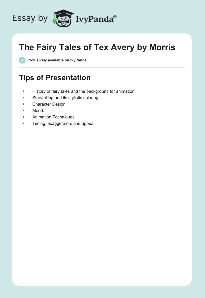 "The Fairy Tales of Tex Avery" by Morris. Page 1
