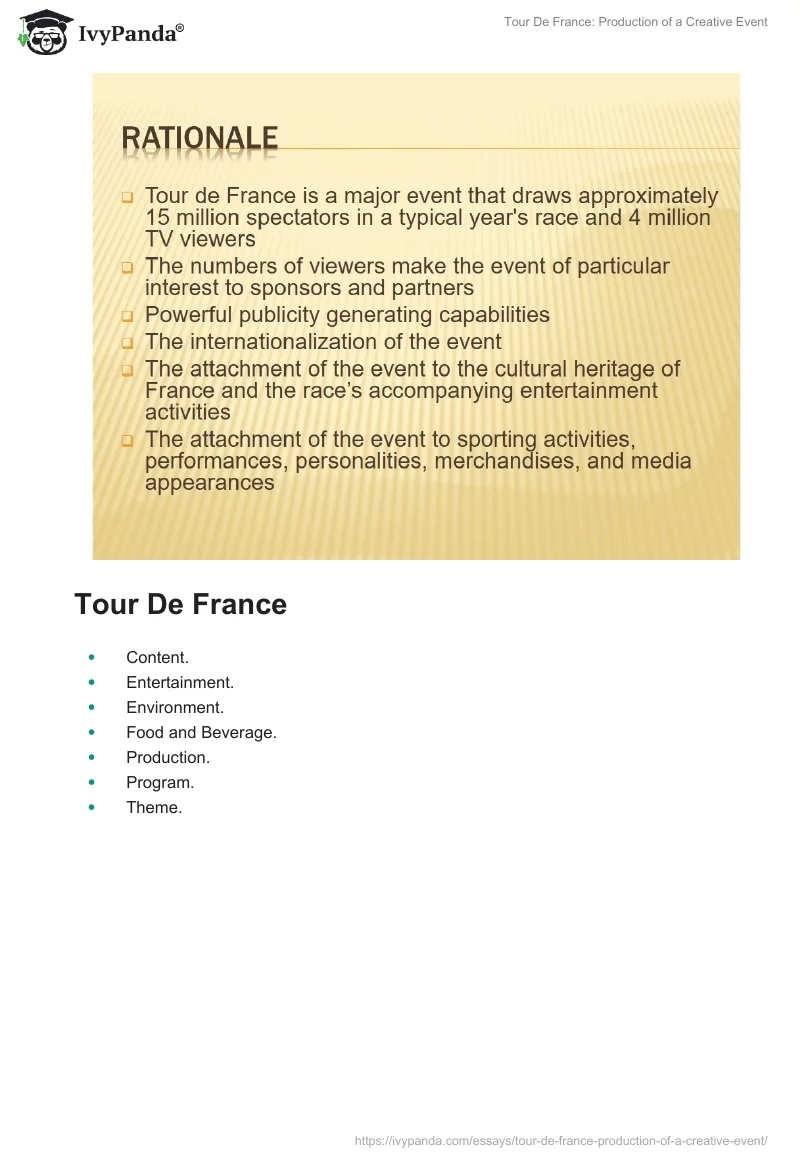 Tour De France: Production of a Creative Event. Page 3