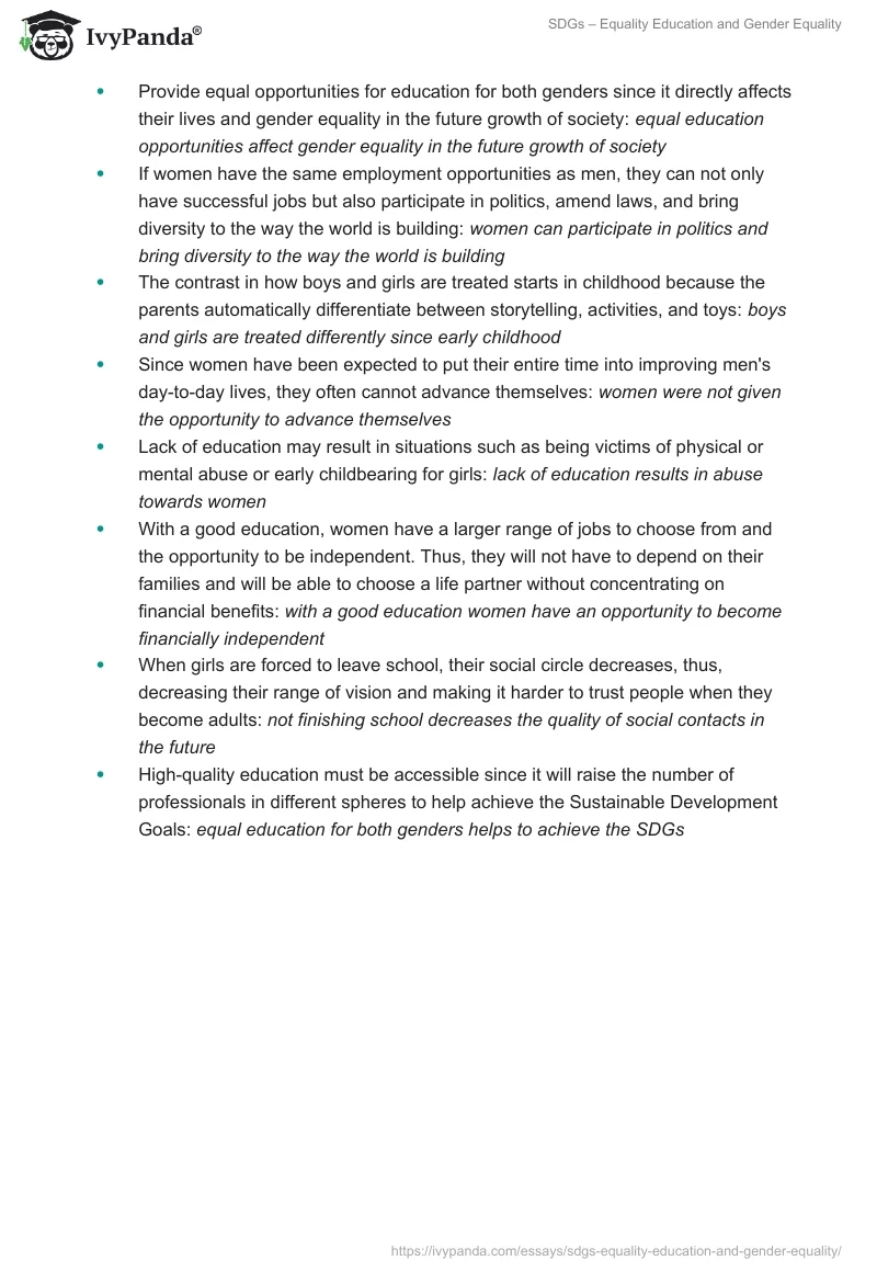 SDGs – Equality Education and Gender Equality. Page 4