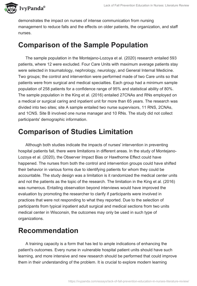 Lack of Fall Prevention Education in Nurses: Literature Review. Page 2