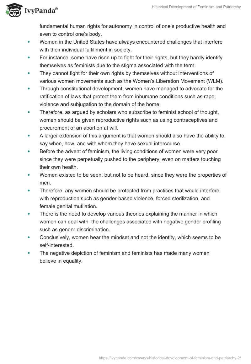 Historical Development of Feminism and Patriarchy. Page 5