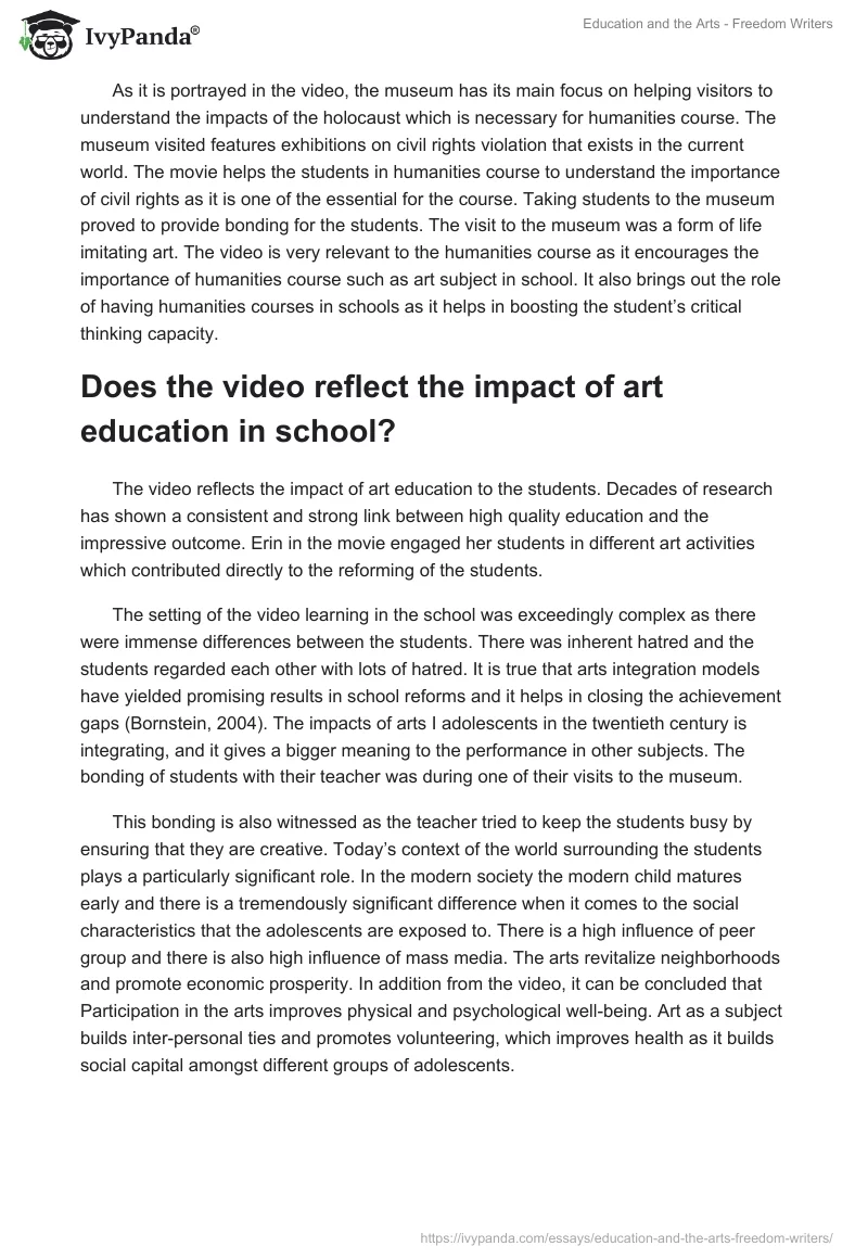 Education and the Arts - "Freedom Writers". Page 2