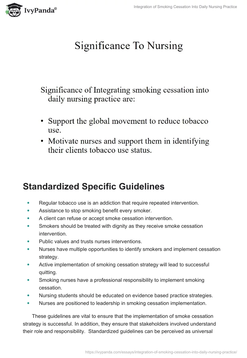 Integration of Smoking Cessation Into Daily Nursing Practice. Page 2