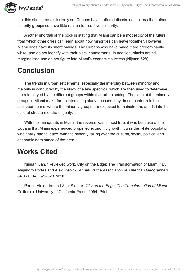 Political Immigration as Addressed in City on the Edge: The Transformation of Miami. Page 4