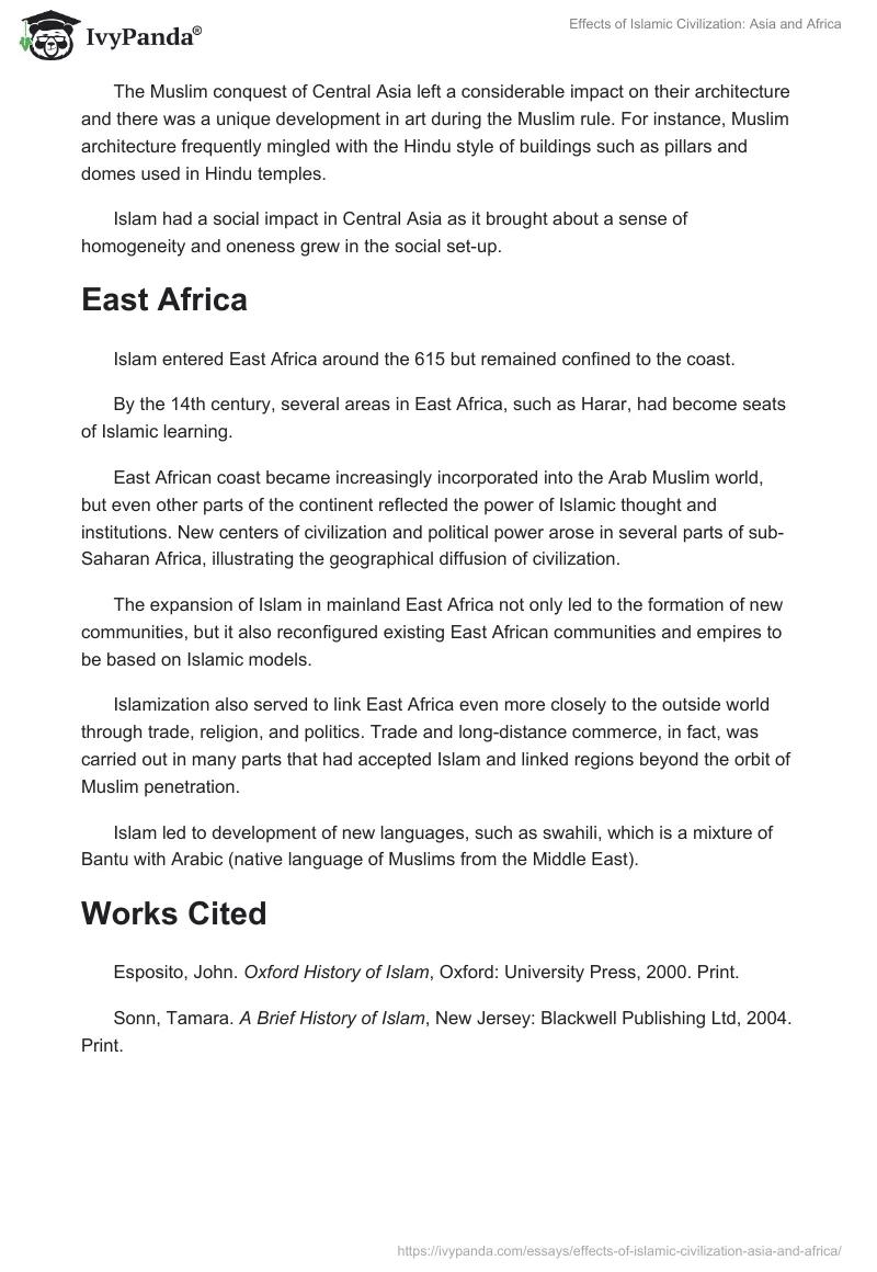 Effects of Islamic Civilization: Asia and Africa. Page 2