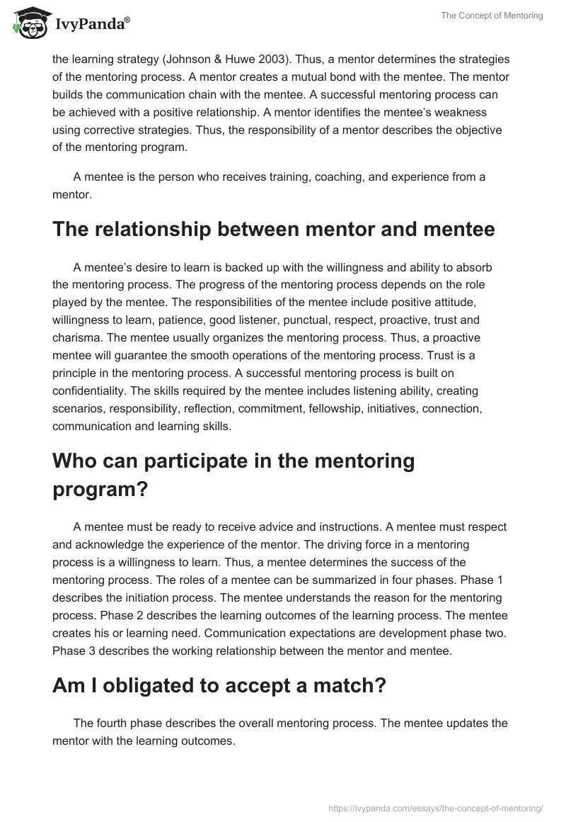 The Concept of Mentoring. Page 2