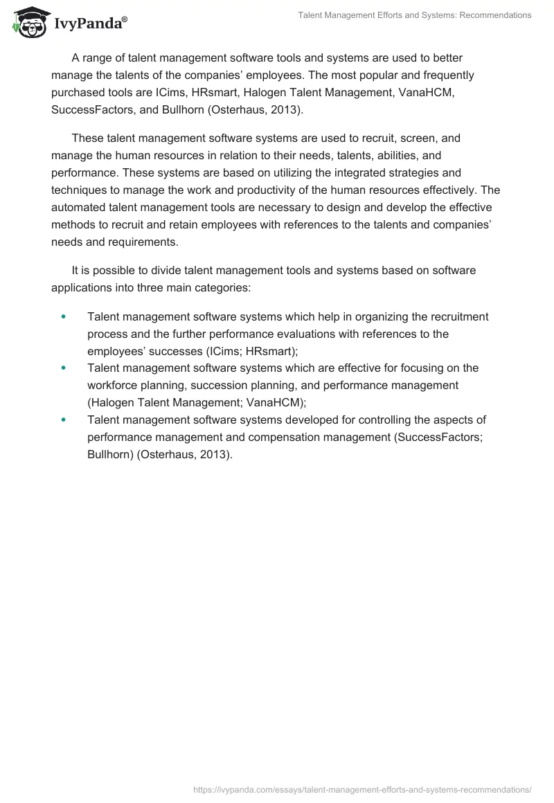 Talent Management Efforts and Systems: Recommendations. Page 4