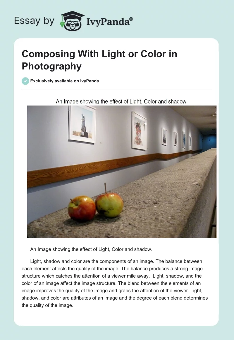 Composing With Light or Color in Photography. Page 1