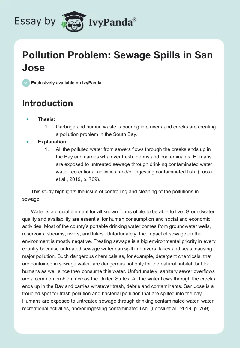 Pollution Problem: Sewage Spills in San Jose. Page 1