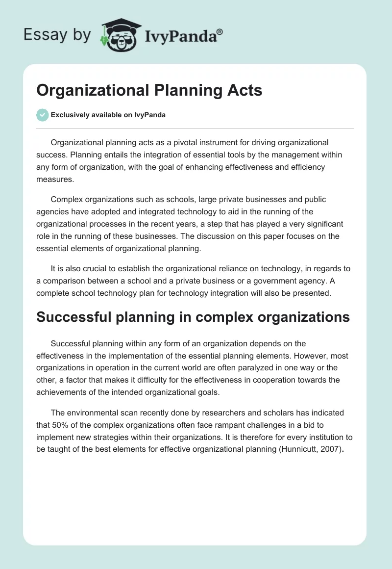 Organizational Planning Acts. Page 1