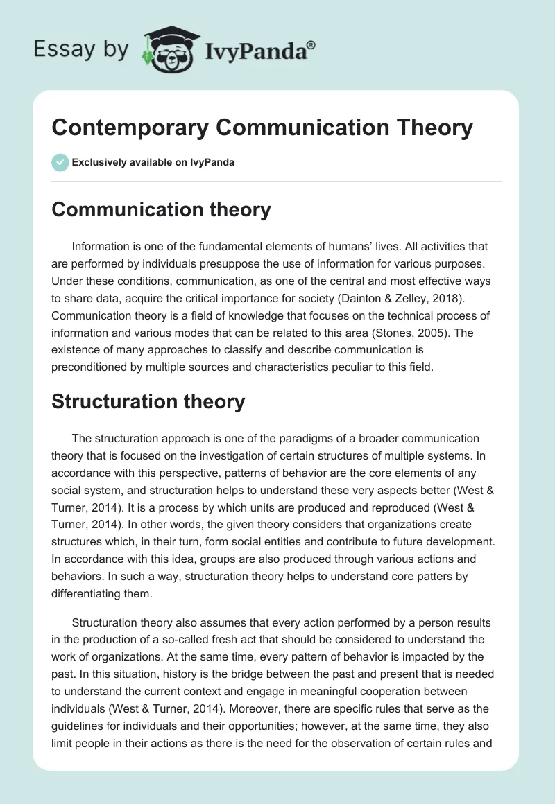 Contemporary Communication Theory. Page 1