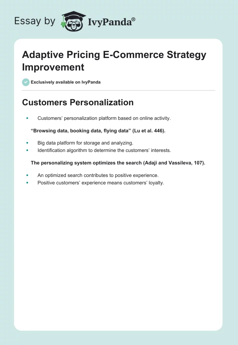Adaptive Pricing E-Commerce Strategy Improvement. Page 1