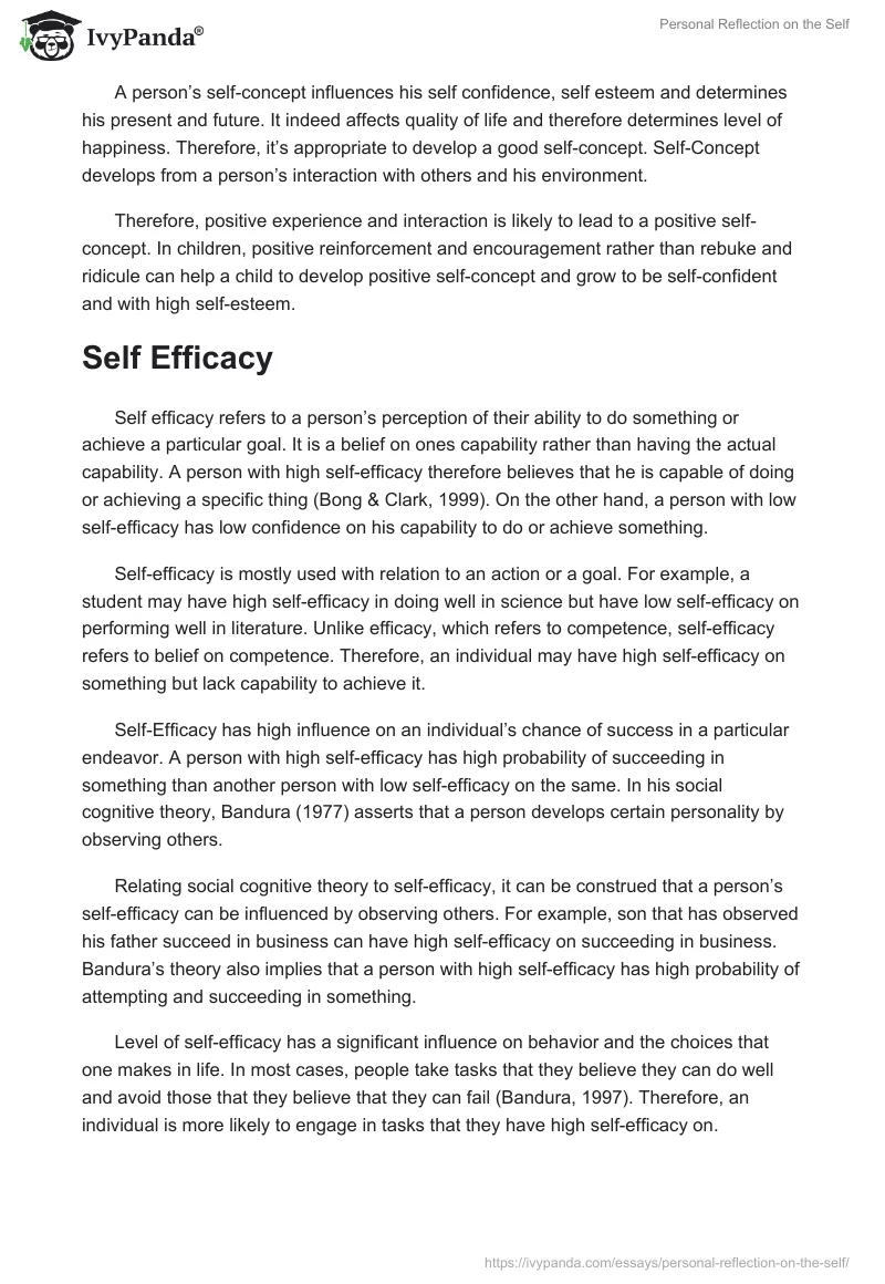 Personal Reflection on the Self. Page 2