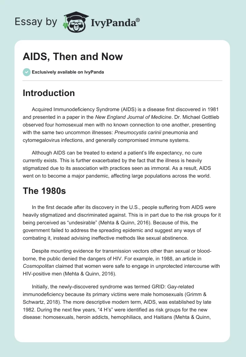 AIDS, Then and Now. Page 1
