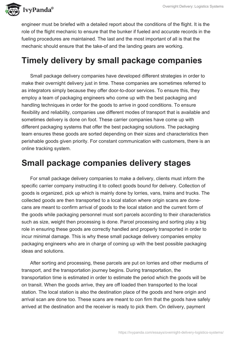 Overnight Delivery: Logistics Systems. Page 2