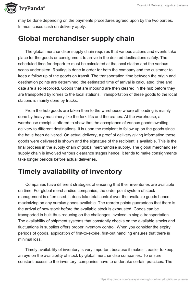 Overnight Delivery: Logistics Systems. Page 3