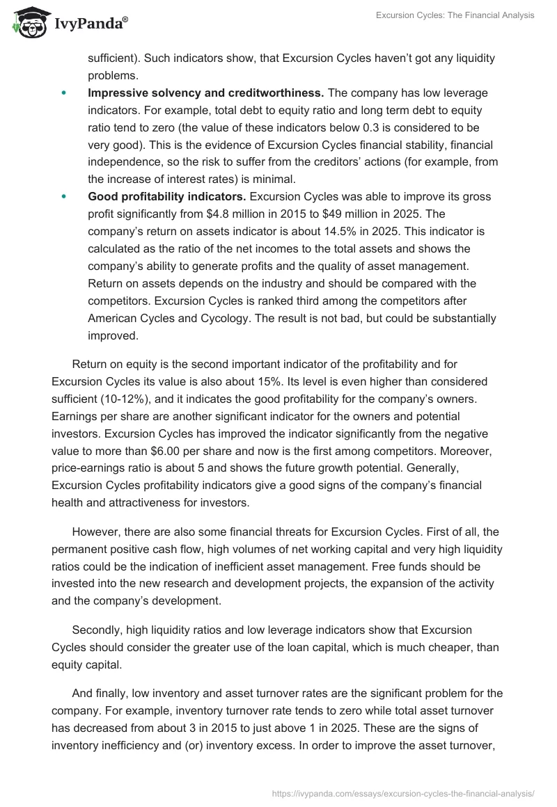Excursion Cycles: The Financial Analysis. Page 2
