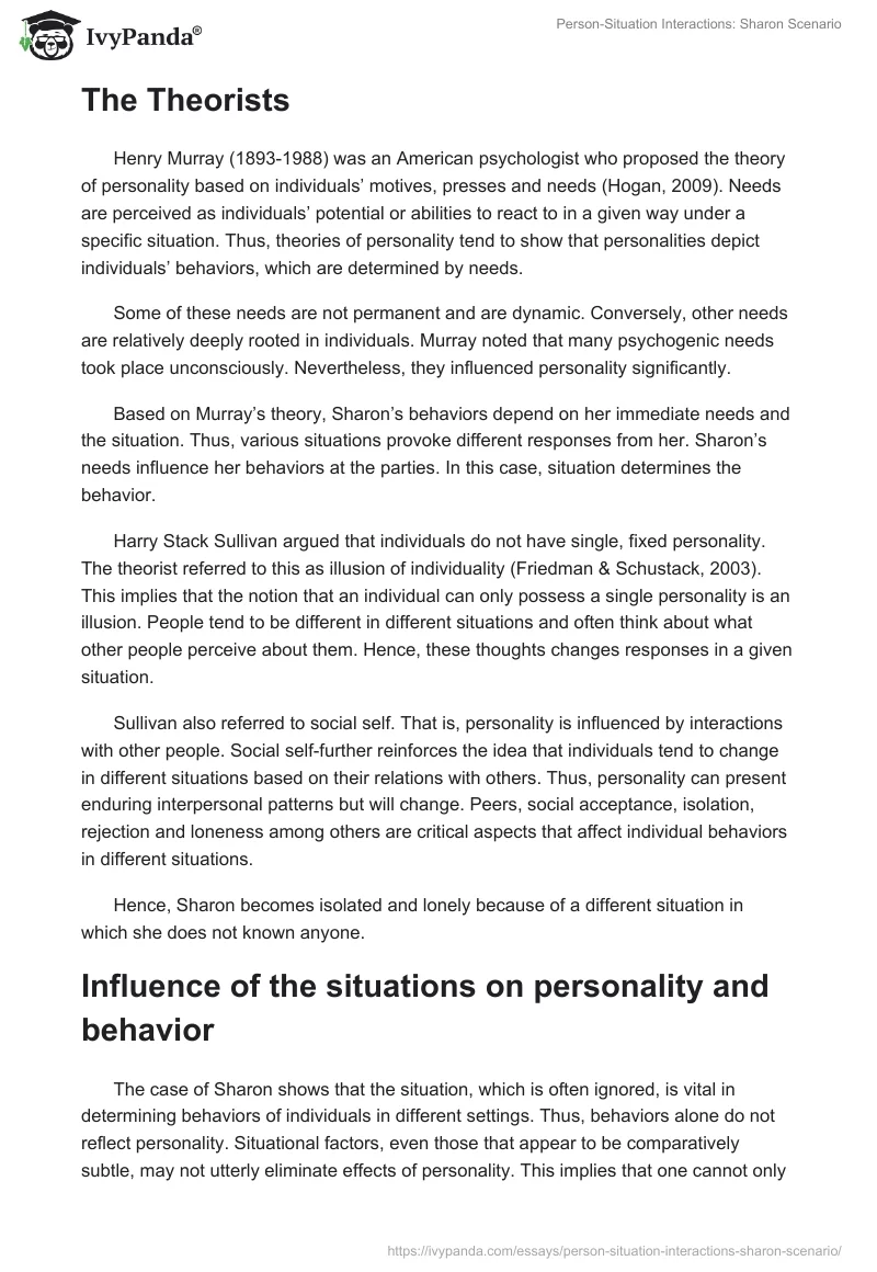 Person-Situation Interactions: Sharon Scenario. Page 2