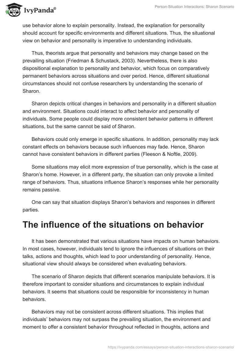Person-Situation Interactions: Sharon Scenario. Page 3
