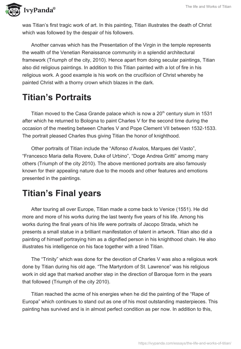 The life and Works of Titian. Page 5