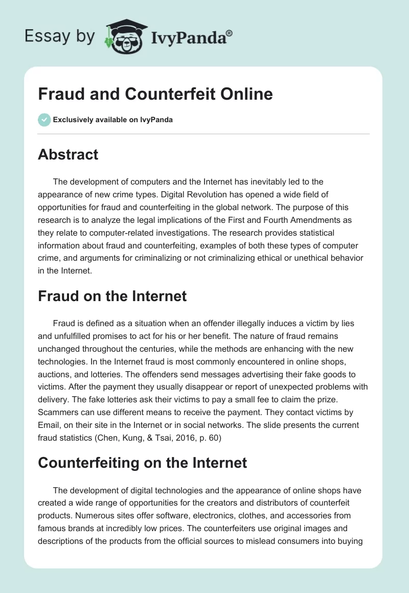Fraud and Counterfeit Online. Page 1