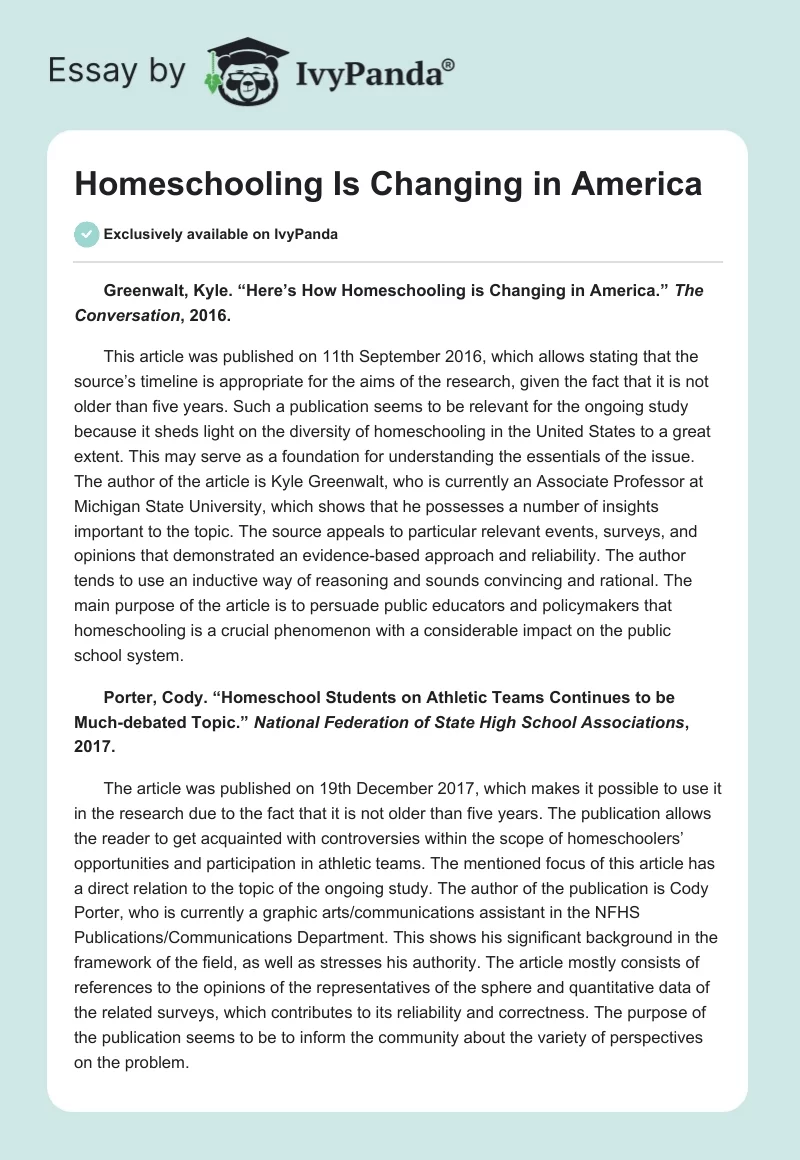Homeschooling Is Changing in America. Page 1