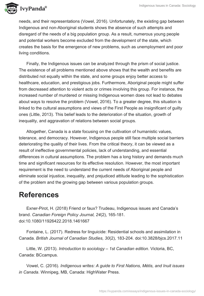 Indigenous Issues in Canada: Sociology. Page 3