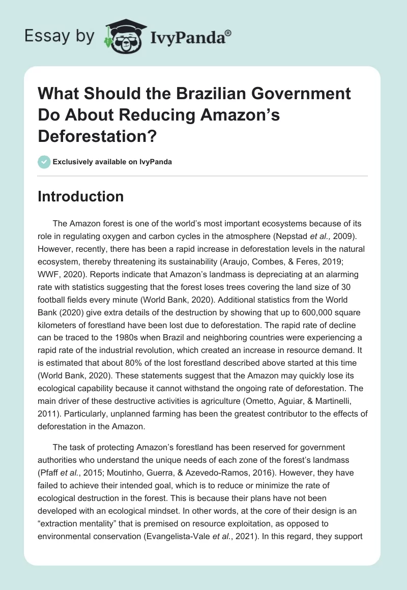 What Should the Brazilian Government Do About Reducing Amazon’s Deforestation?. Page 1