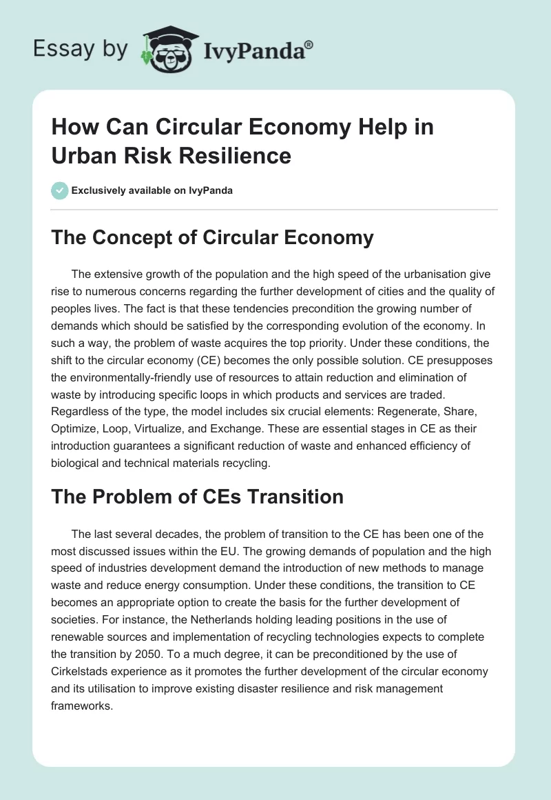 How Can Circular Economy Help in Urban Risk Resilience. Page 1