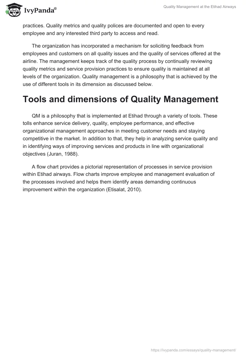 Quality Management at the Etihad Airways. Page 5