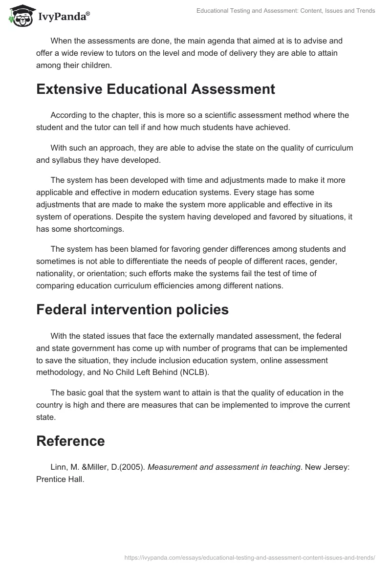Educational Testing and Assessment: Content, Issues and Trends. Page 2