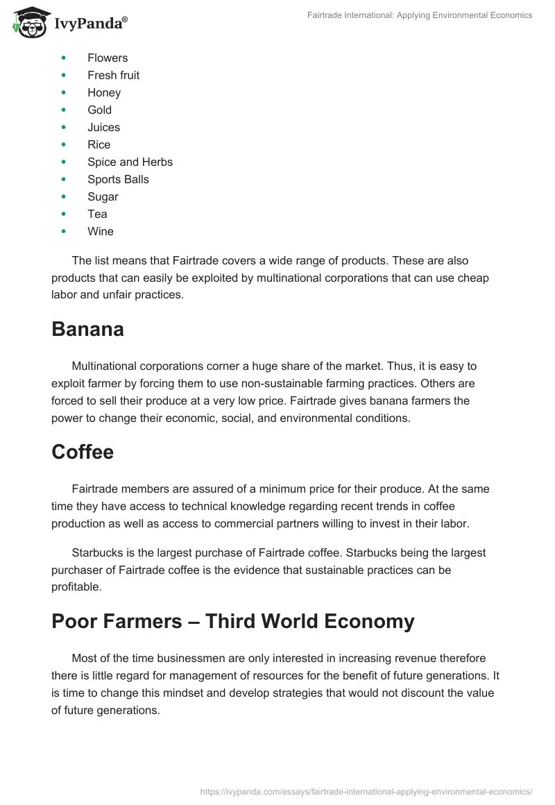 Fairtrade International: Applying Environmental Economics. Page 3
