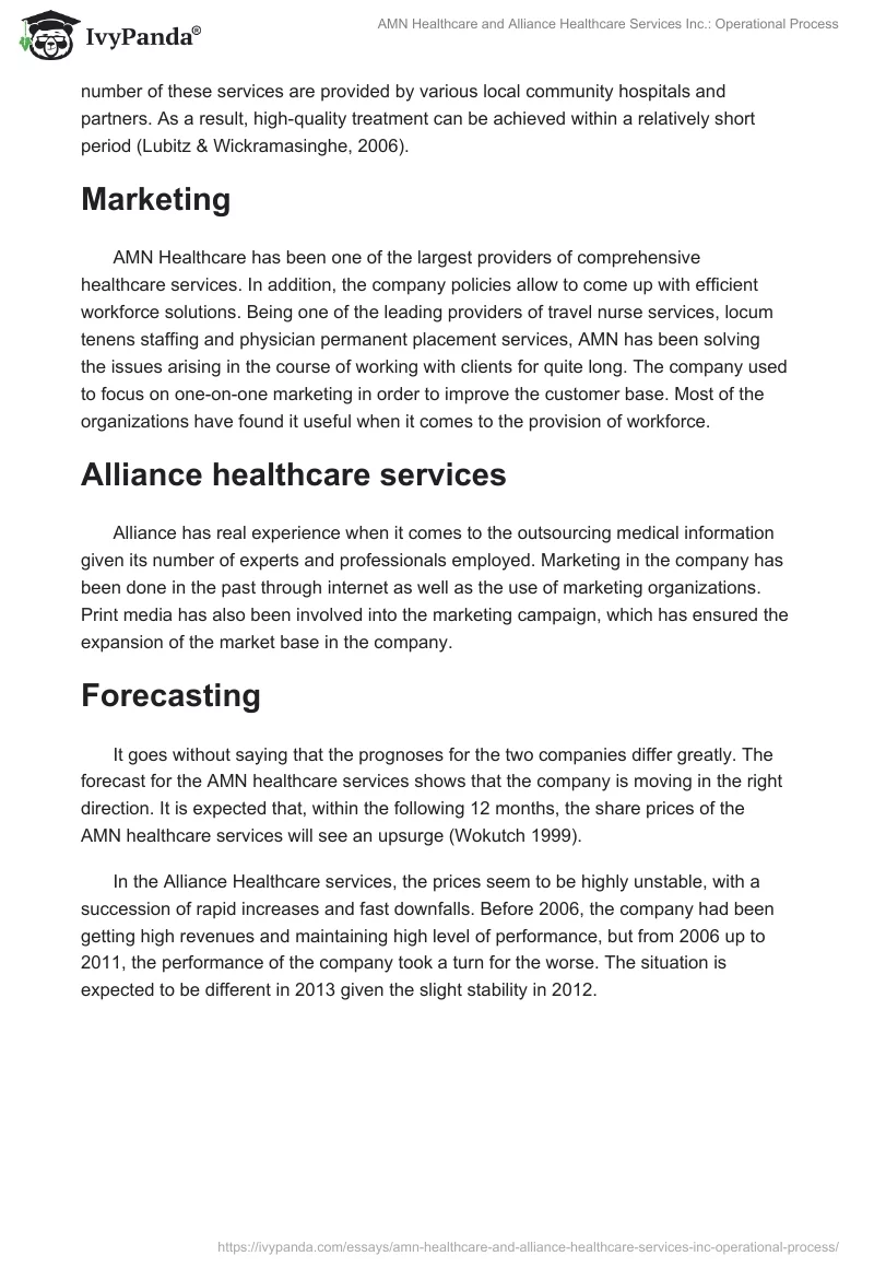 AMN Healthcare and Alliance Healthcare Services Inc.: Operational Process. Page 2