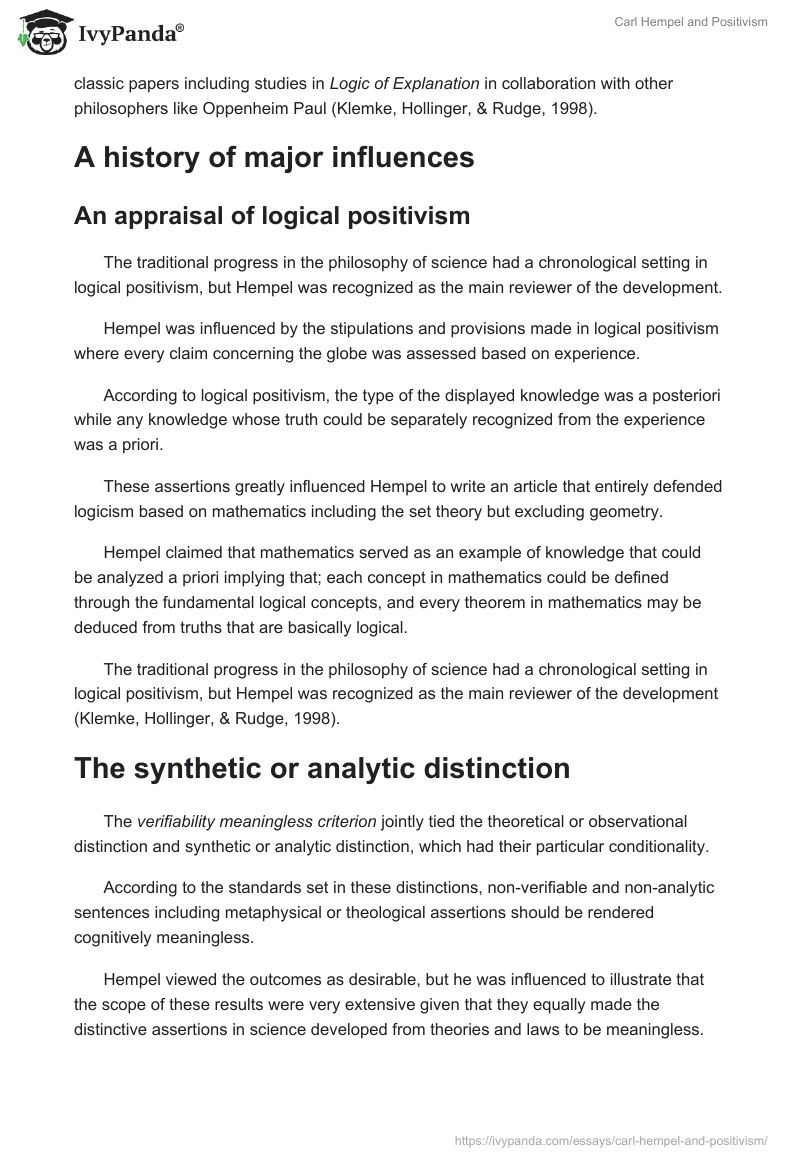 Carl Hempel and Positivism. Page 3